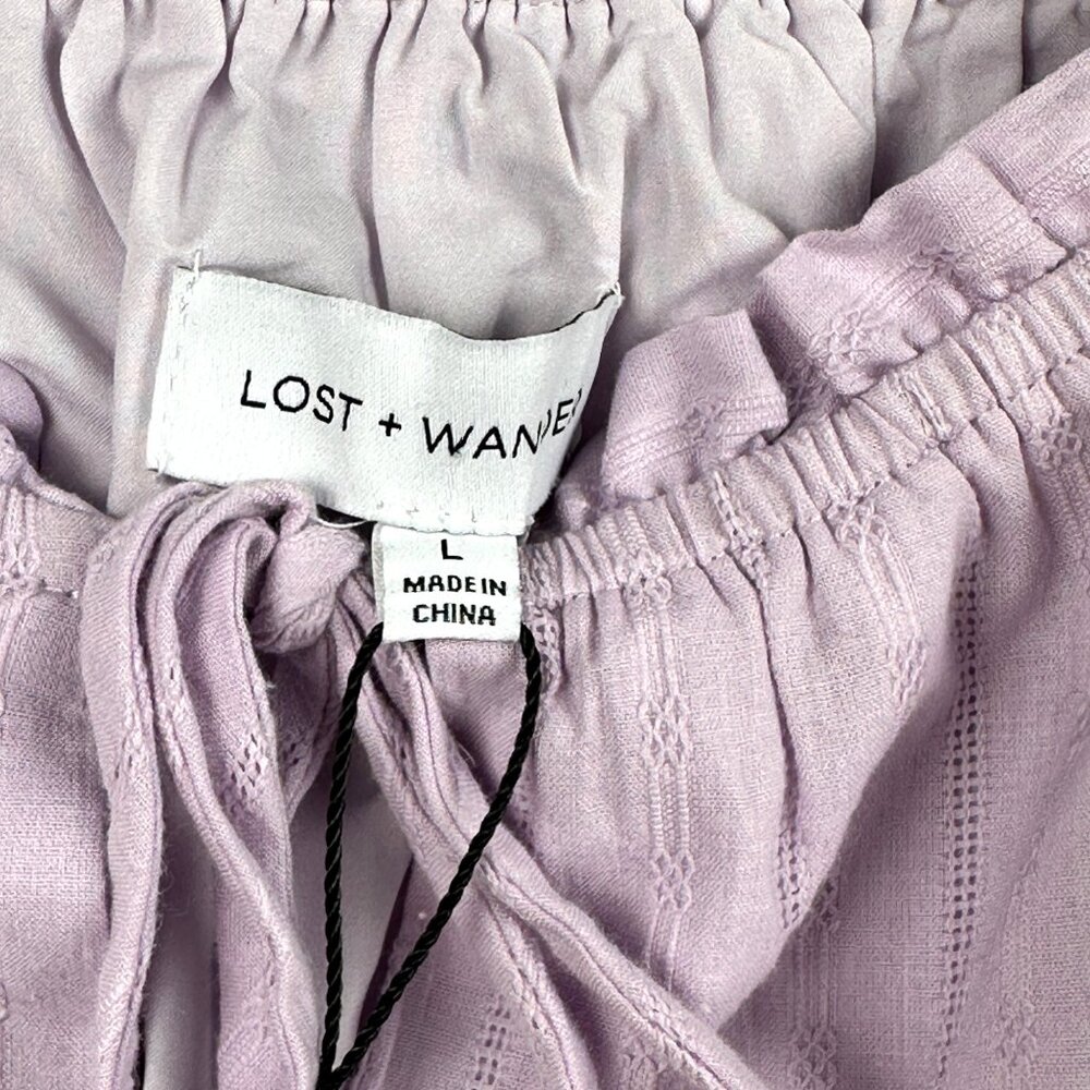 Lost + Wander Lavender Puff-Sleeve Feminine Mini Dress Size L Flowy Cottagecore - Picture 7 of 11